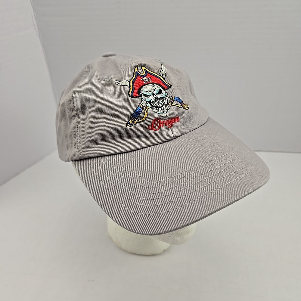 Oregon Coast Pirate Skull Swords Hat Spell Out Logo Fish Beach Baseball Dad Cap